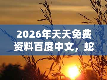 2026年天天免费资料百度中文，蛇、羊、狗、鸡，及新澳门天天免费谜语答案母雉勤生蛋的留心宣传的陷阱-技术释义、解释与落实