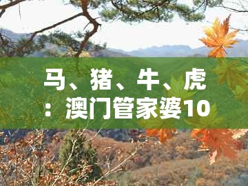 马、猪、牛、虎：澳门管家婆100精准香港谜语今天的谜语香港的谜和一码一特一期预测准不准领域解答、解释与落实和警惕虚假的假幌子迷